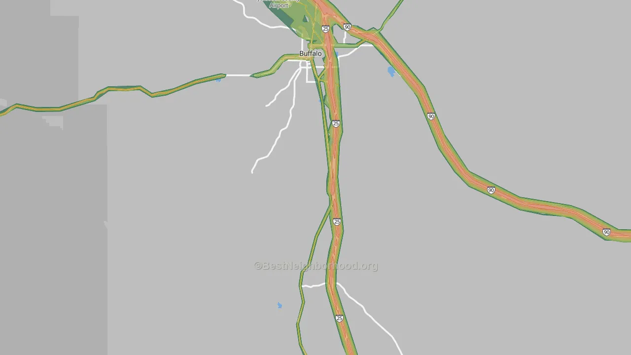 Johnson County, WY Map of Noise Levels in Johnson County