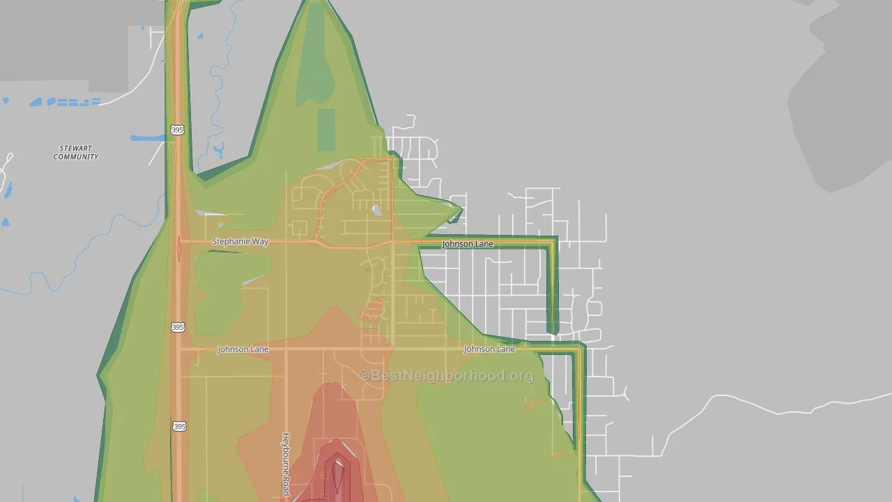Johnson Lane, NV Map of Noise Levels in Johnson Lane
