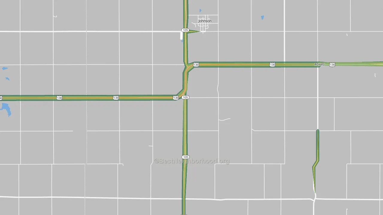 Johnson, NE Map of Noise Levels in Johnson