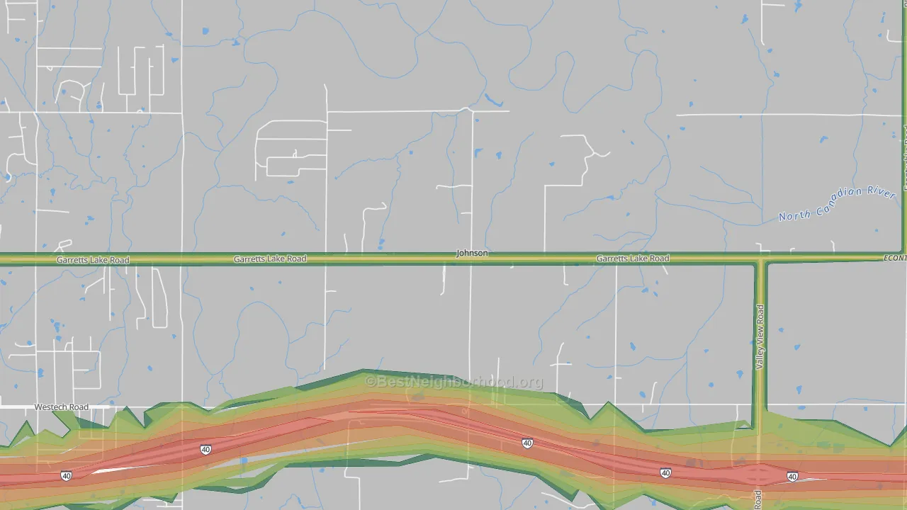 Johnson, OK Map of Noise Levels in Johnson
