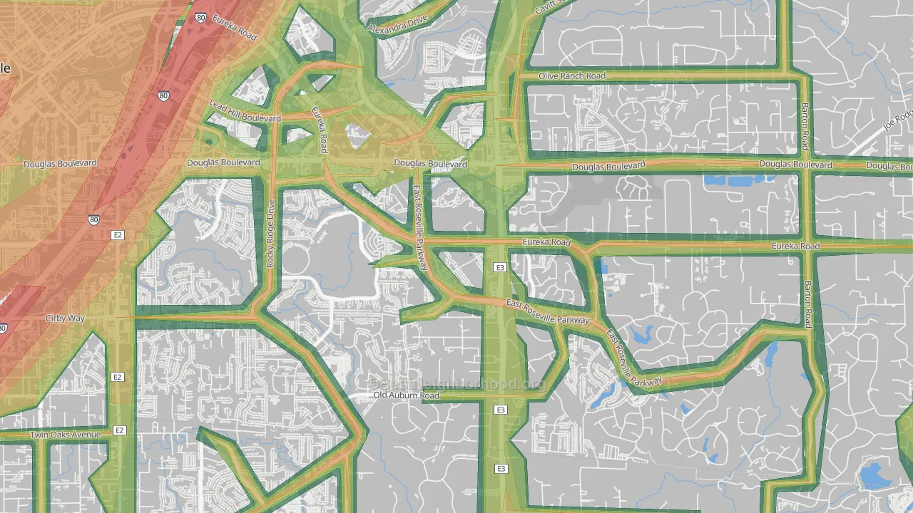 Johnson Ranch, Roseville, CA Map of Noise Levels in Johnson Ranch