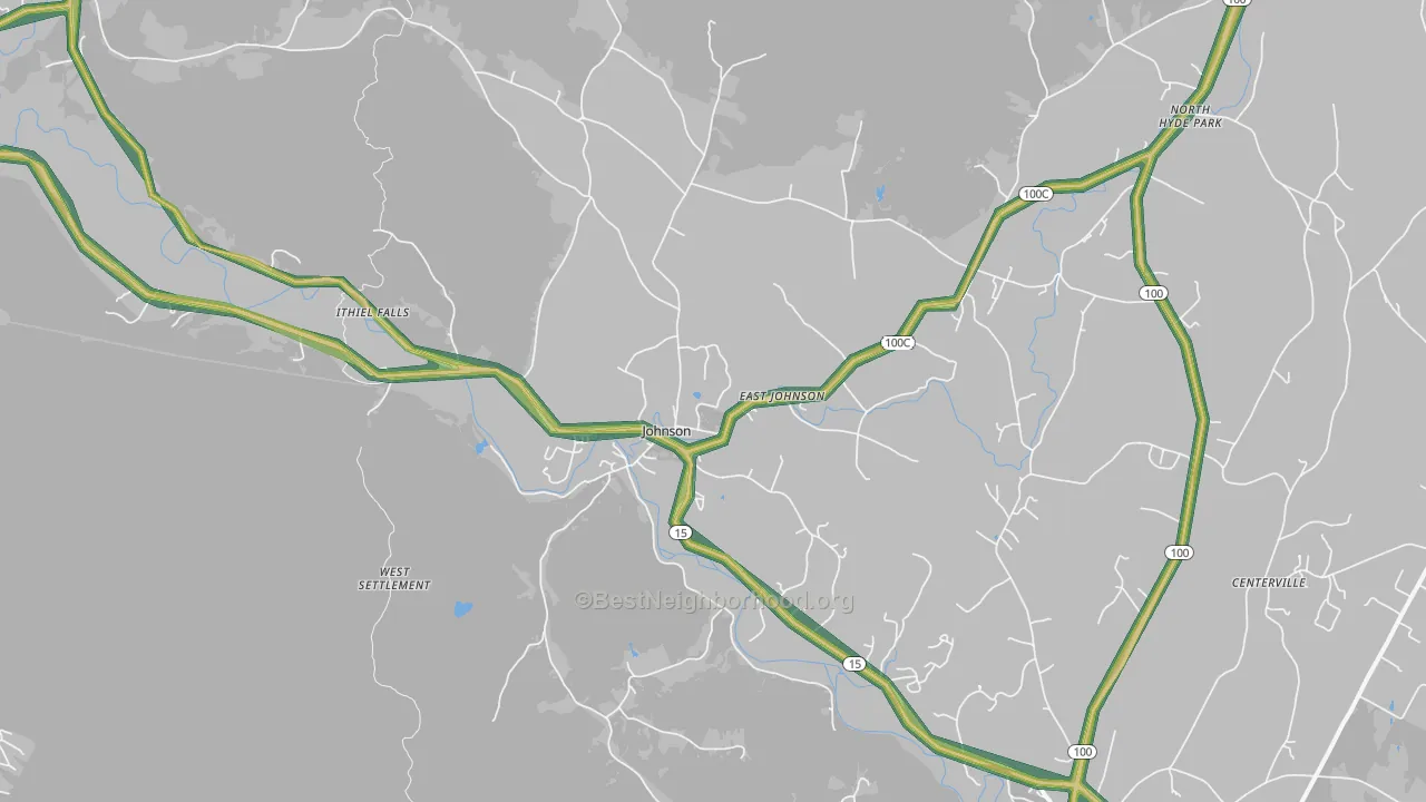Johnson, VT Map of Noise Levels in Johnson