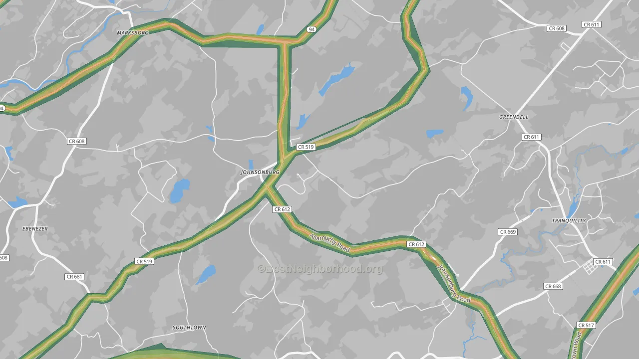 Johnsonburg, NJ Map of Noise Levels in Johnsonburg