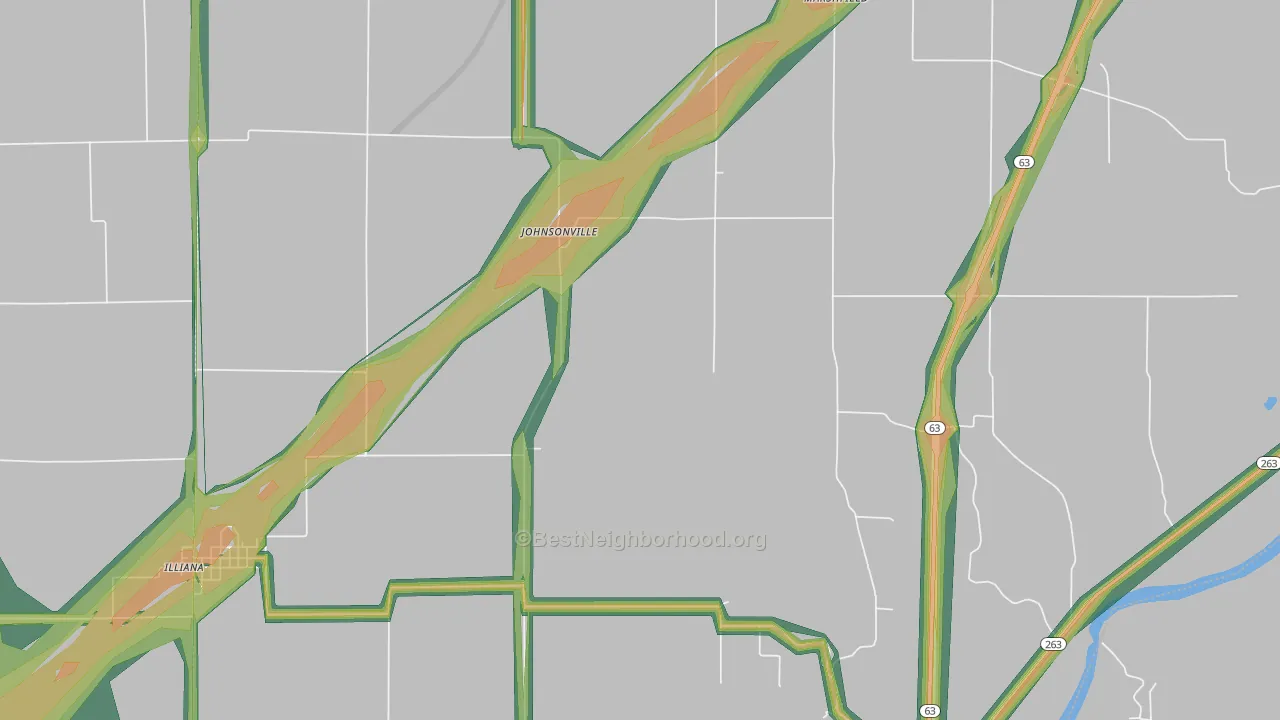 Johnsonville, IN Map of Noise Levels in Johnsonville
