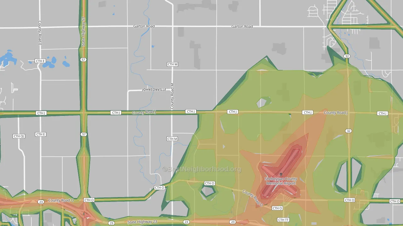Johnsonville, WI Map of Noise Levels in Johnsonville