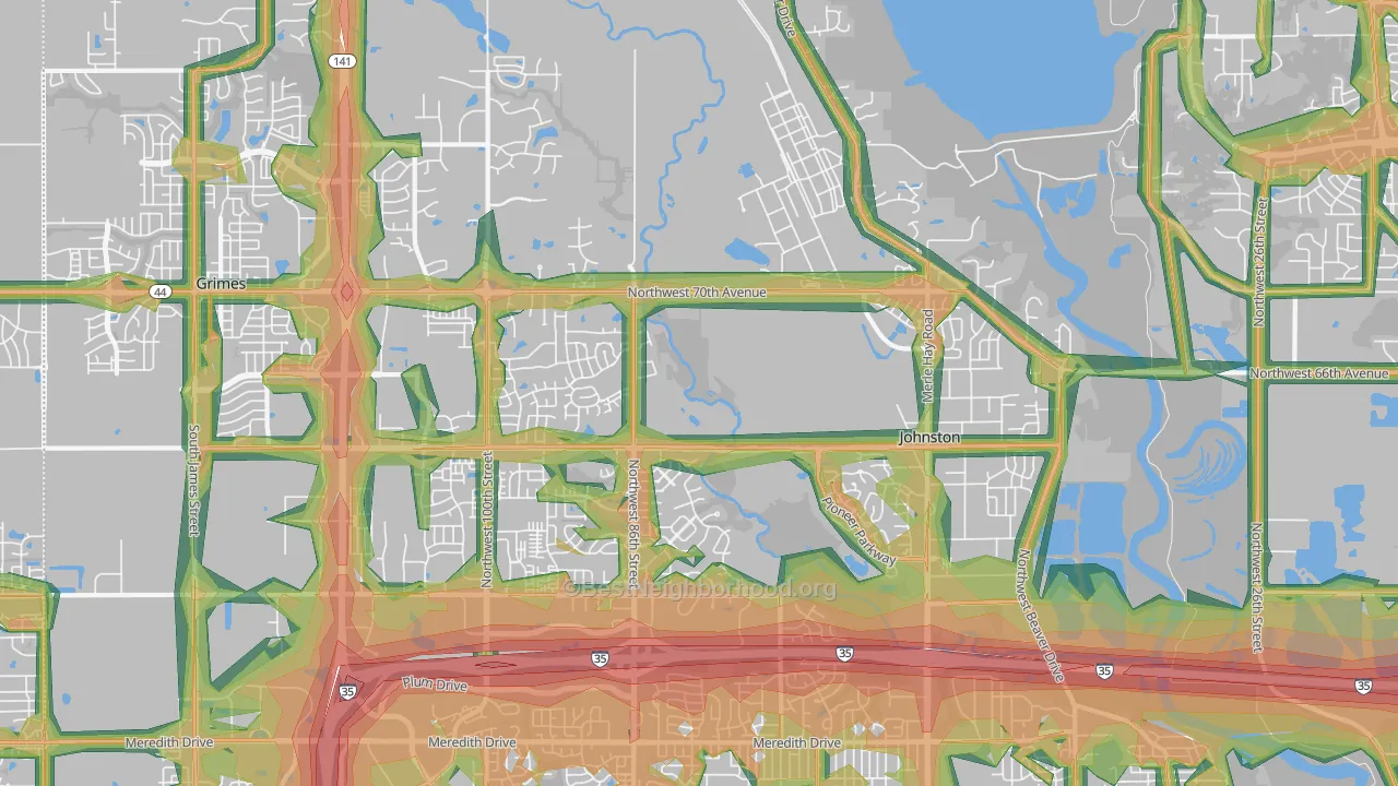 Johnston, IA Map of Noise Levels in Johnston