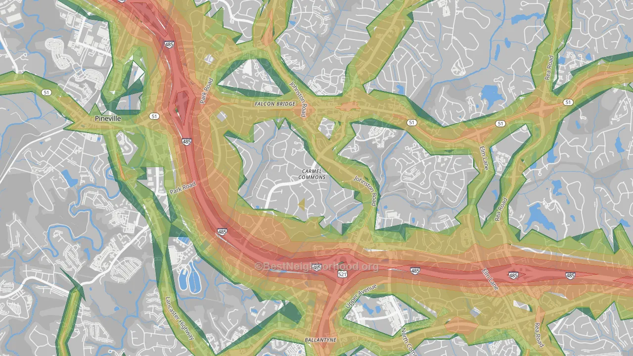 Johnston-McAlpine, Charlotte, NC Map of Noise Levels in Johnston-McAlpine
