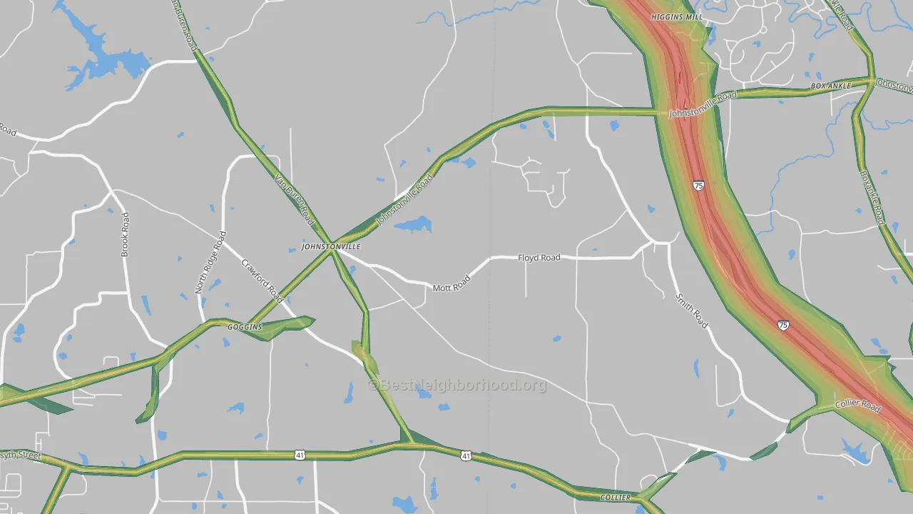 Johnstonville, GA Map of Noise Levels in Johnstonville