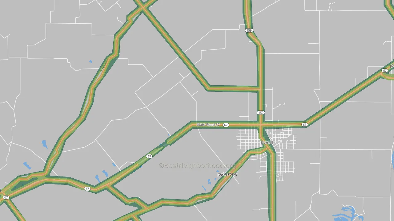 Johnstown, IN Map of Noise Levels in Johnstown