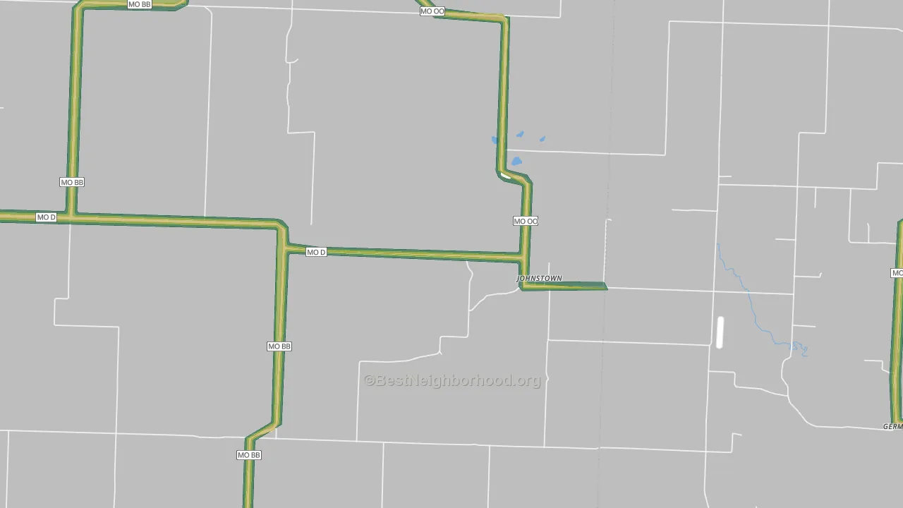 Johnstown, MO Map of Noise Levels in Johnstown