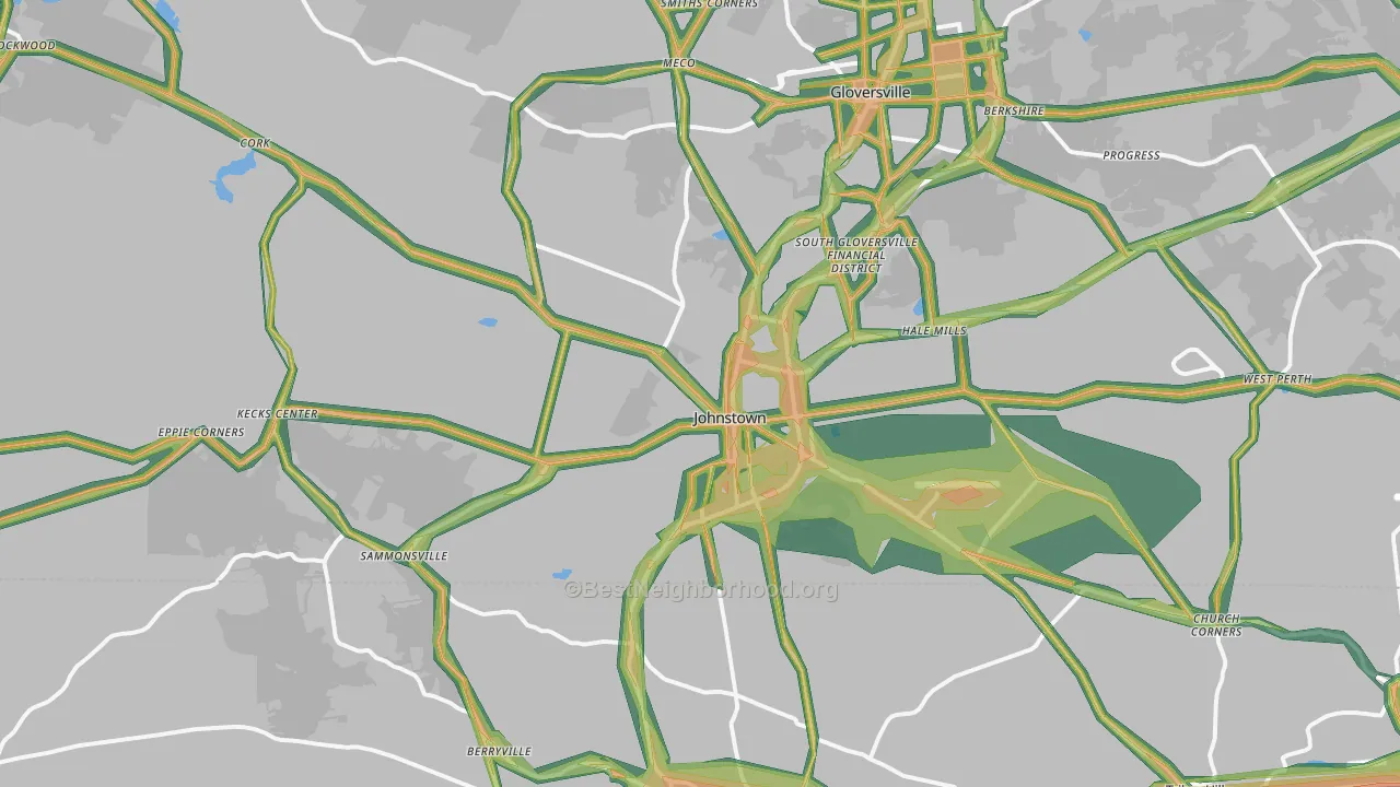 Johnstown, NY Map of Noise Levels in Johnstown