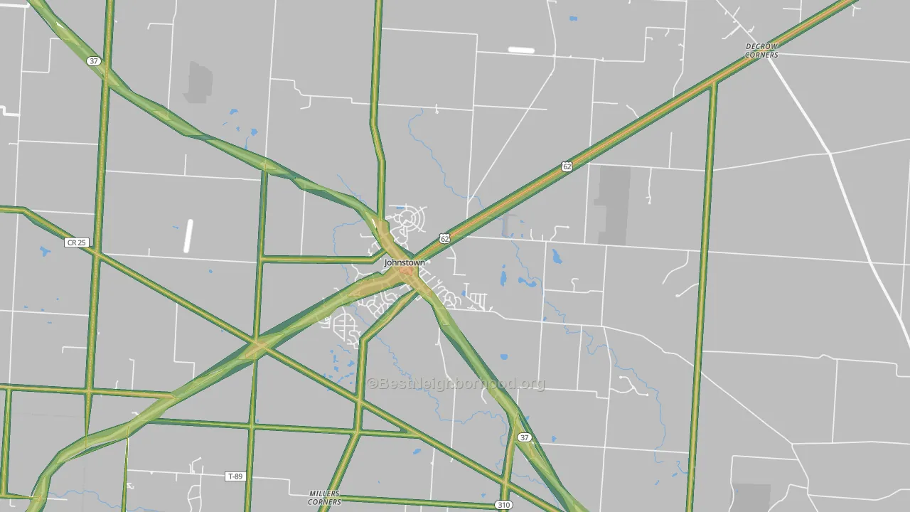 Johnstown, OH Map of Noise Levels in Johnstown