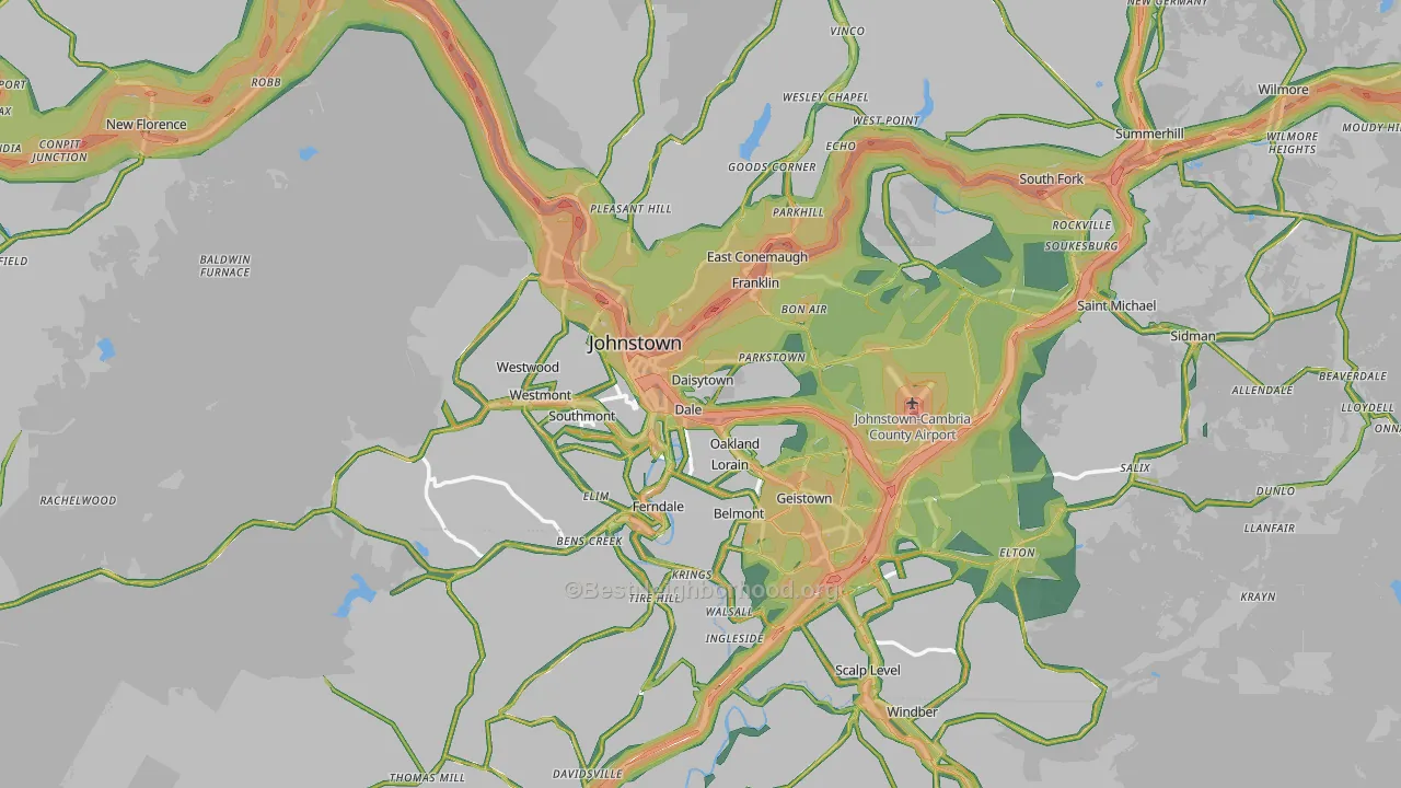 Johnstown, PA Map of Noise Levels in Johnstown