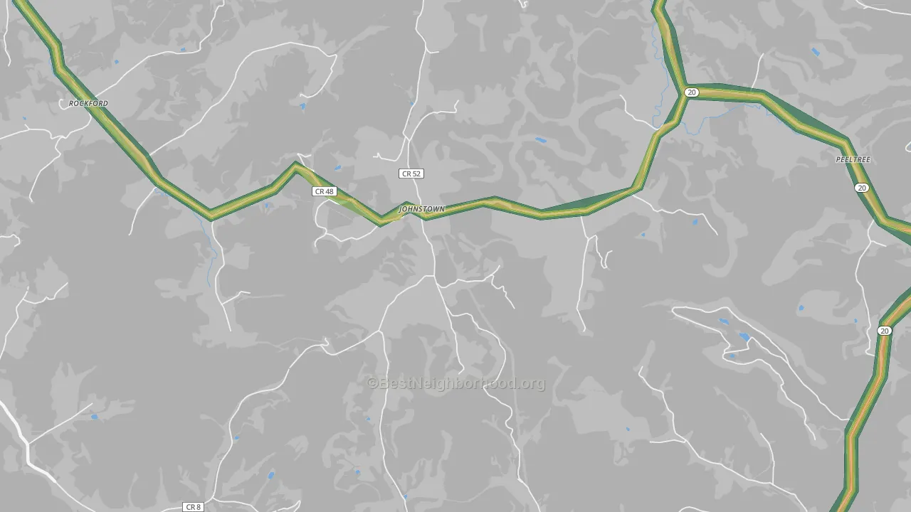 Johnstown, WV Map of Noise Levels in Johnstown