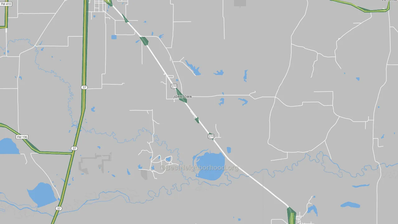 Johntown, TX Map of Noise Levels in Johntown