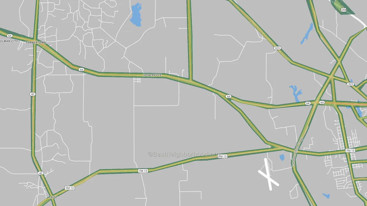 Joinerville, TX Map of Noise Levels in Joinerville