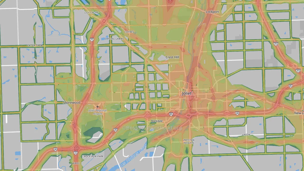 Joliet, IL Map of Noise Levels in Joliet
