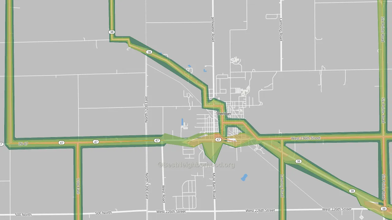 Jolietville, IN Map of Noise Levels in Jolietville