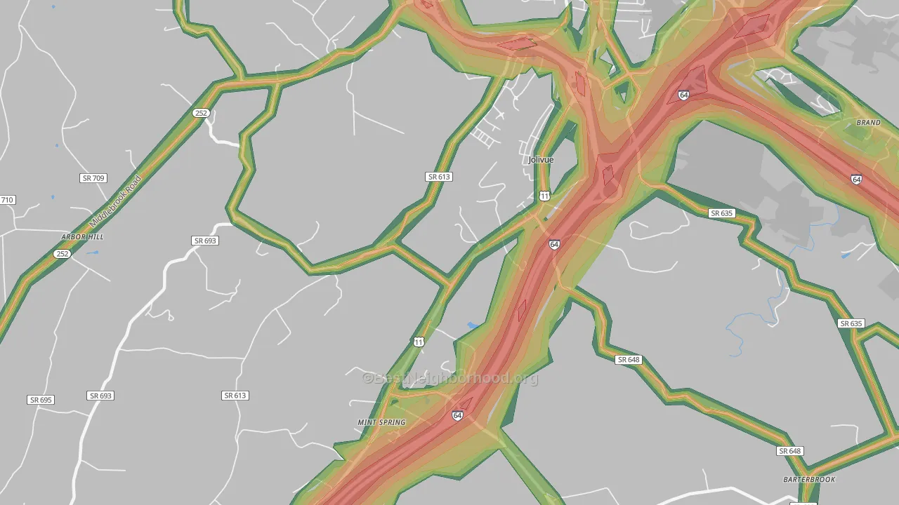 Jolivue, VA Map of Noise Levels in Jolivue