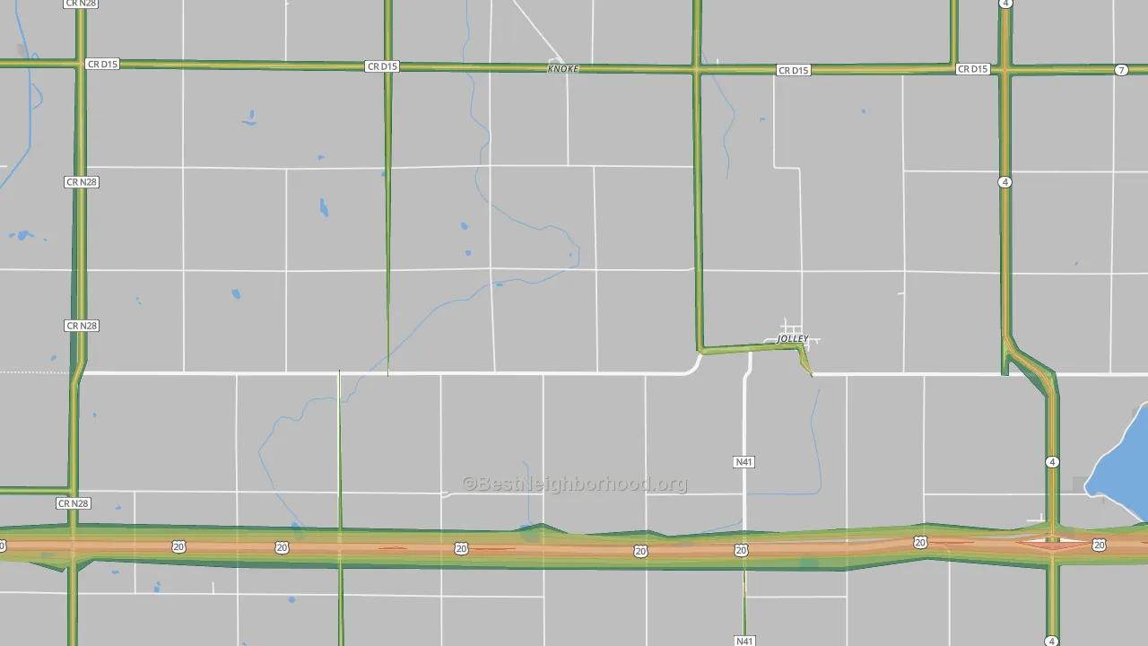 Jolley, IA Map of Noise Levels in Jolley