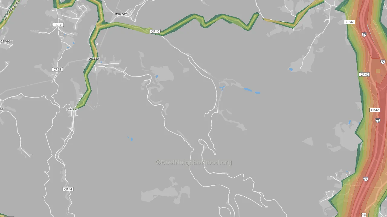Jonben, WV Map of Noise Levels in Jonben