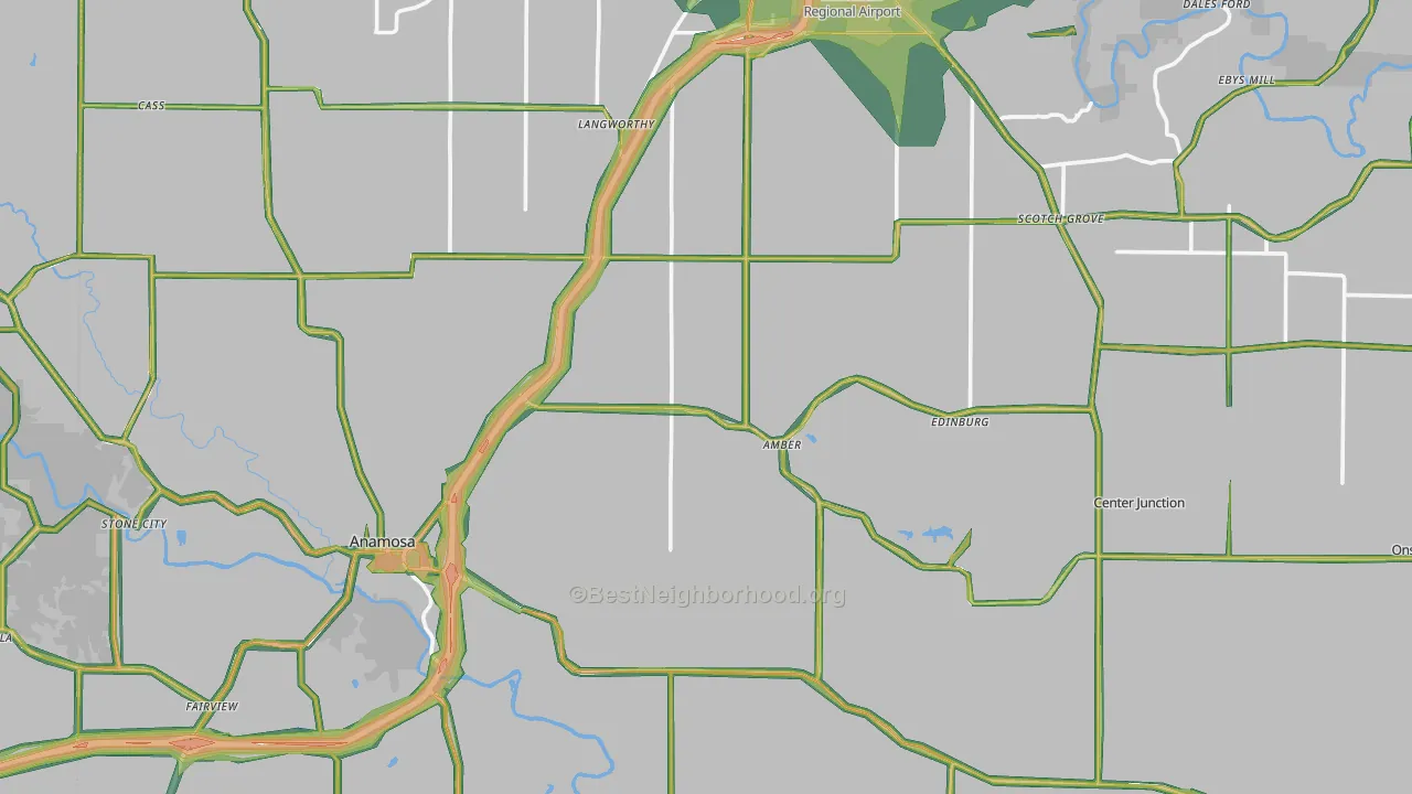 Jones County, IA Map of Noise Levels in Jones County