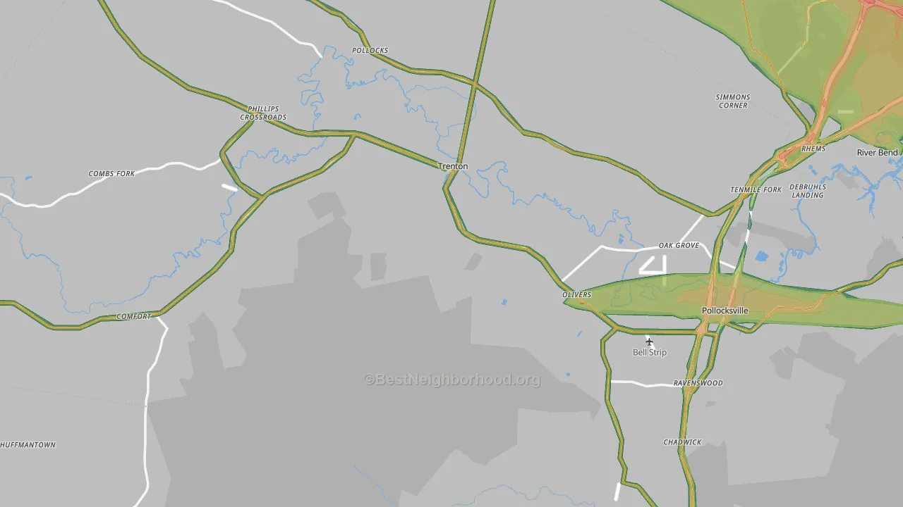 Jones County, NC Map of Noise Levels in Jones County