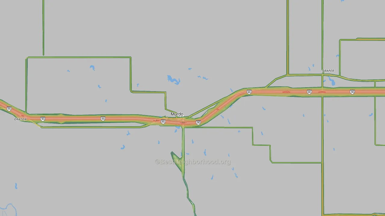Jones County, SD Map of Noise Levels in Jones County