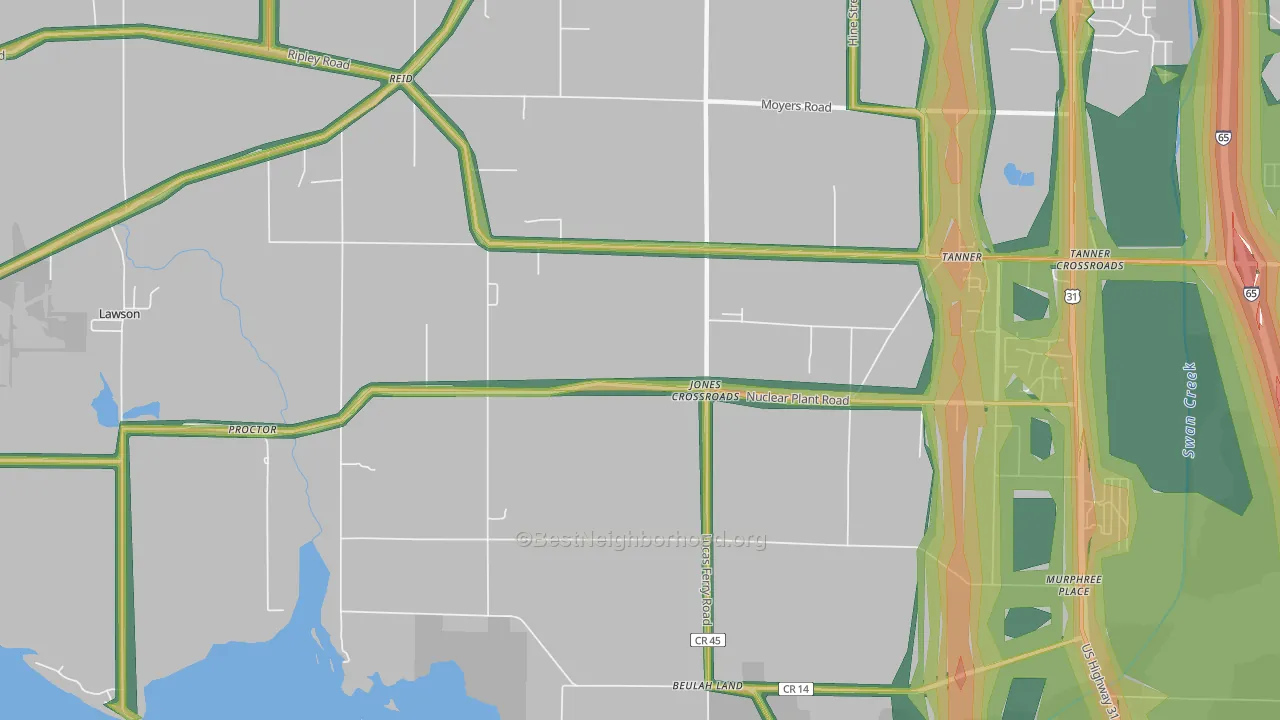 Jones Crossroads, AL Map of Noise Levels in Jones Crossroads