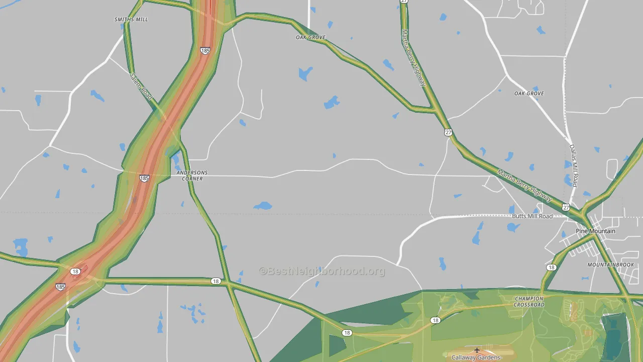 Jones Crossroads, GA Map of Noise Levels in Jones Crossroads
