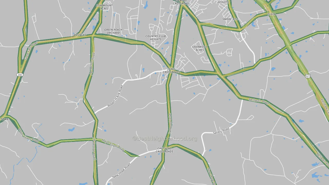 Jones Crossroads, SC Map of Noise Levels in Jones Crossroads