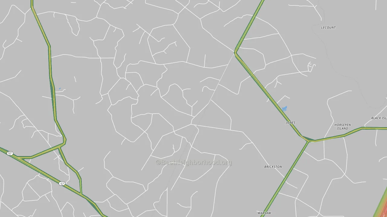Jones, GA Map of Noise Levels in Jones