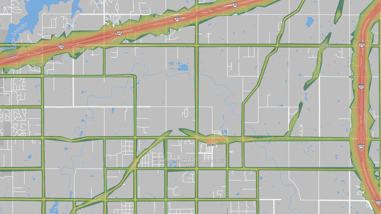 Jones, OK Map of Noise Levels in Jones