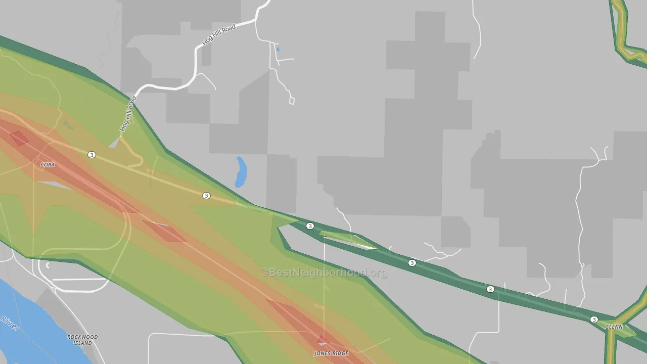 Jones Ridge, IL Map of Noise Levels in Jones Ridge