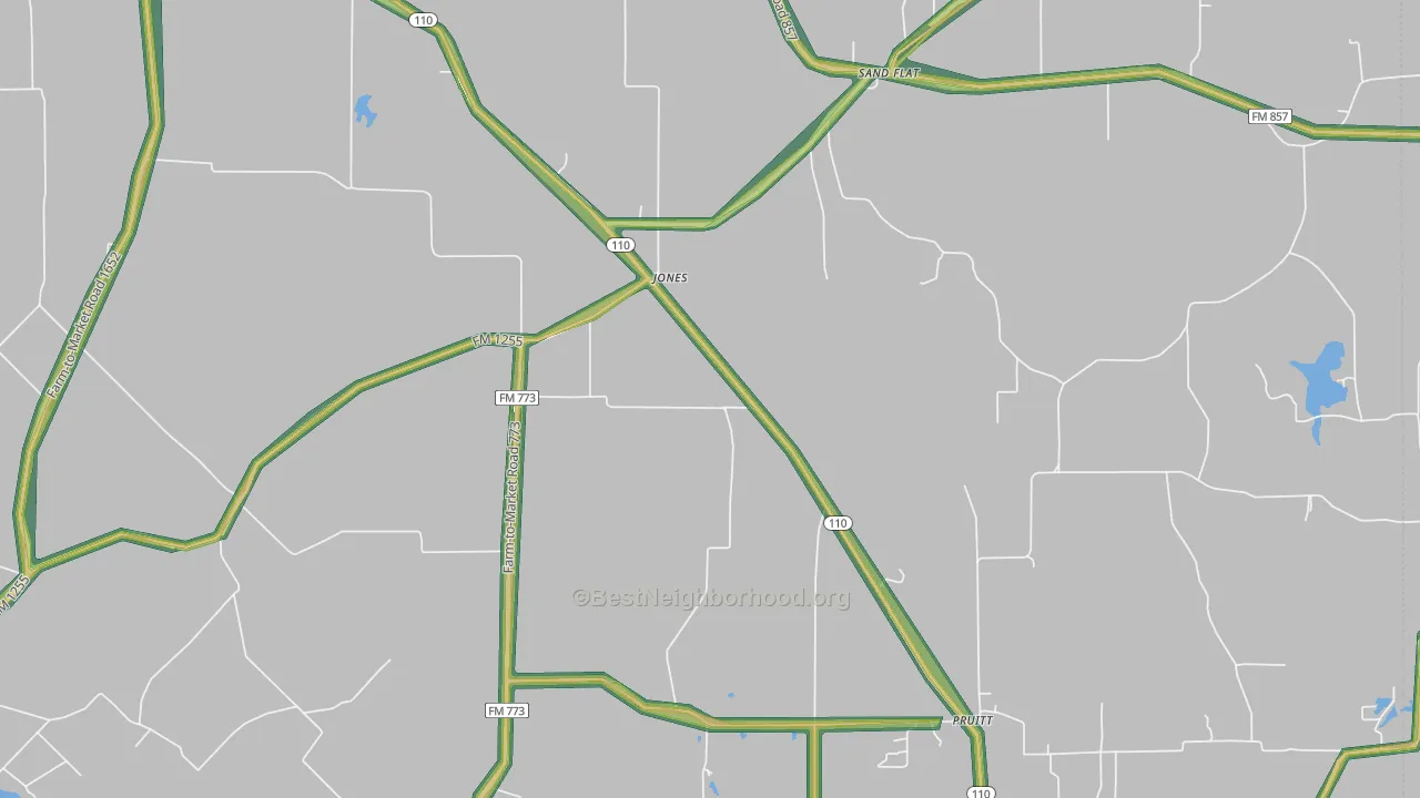 Jones, TX Map of Noise Levels in Jones