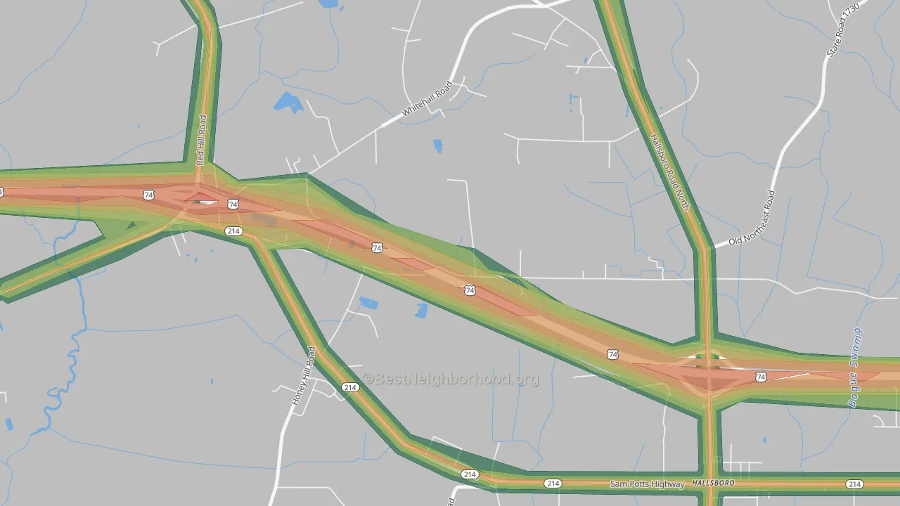 Jonesboro Crossing, NC Map of Noise Levels in Jonesboro Crossing