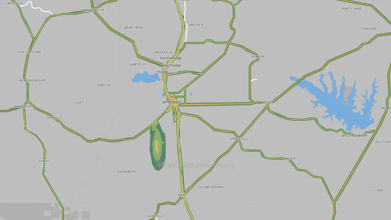Jonesboro, LA Map of Noise Levels in Jonesboro