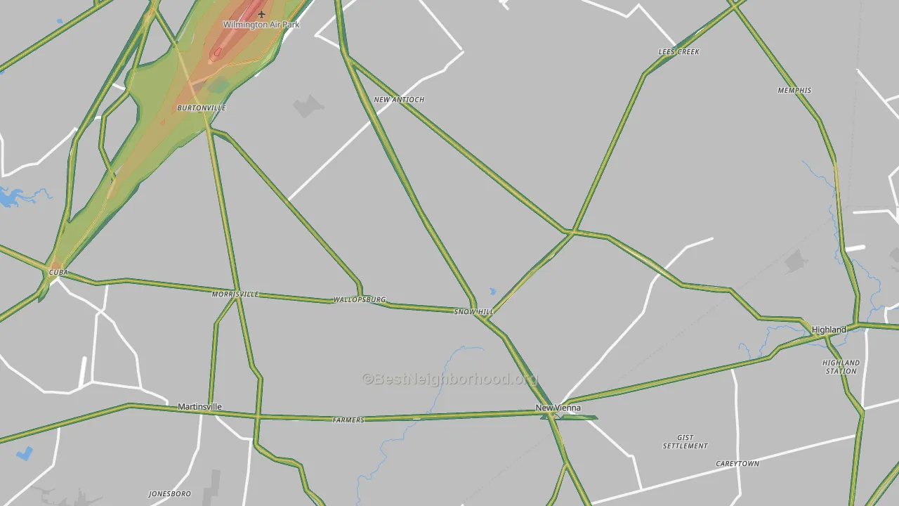 Jonesboro, OH Map of Noise Levels in Jonesboro