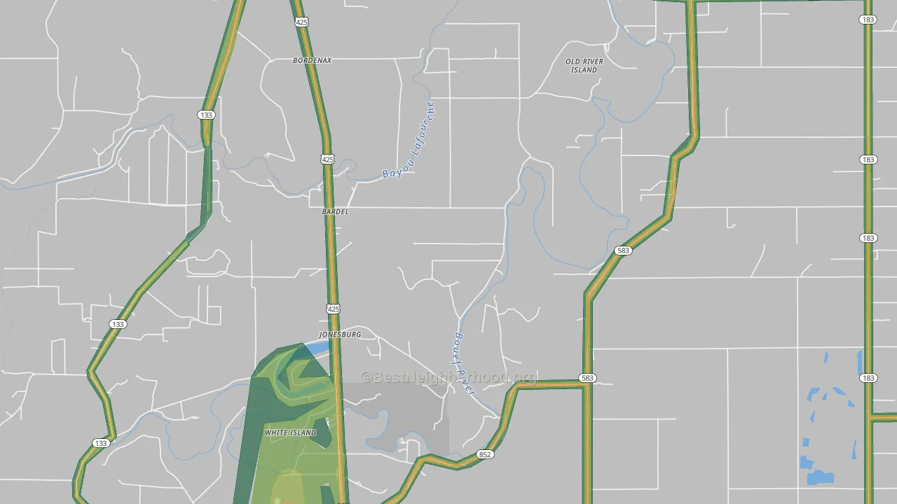 Jonesburg, LA Map of Noise Levels in Jonesburg