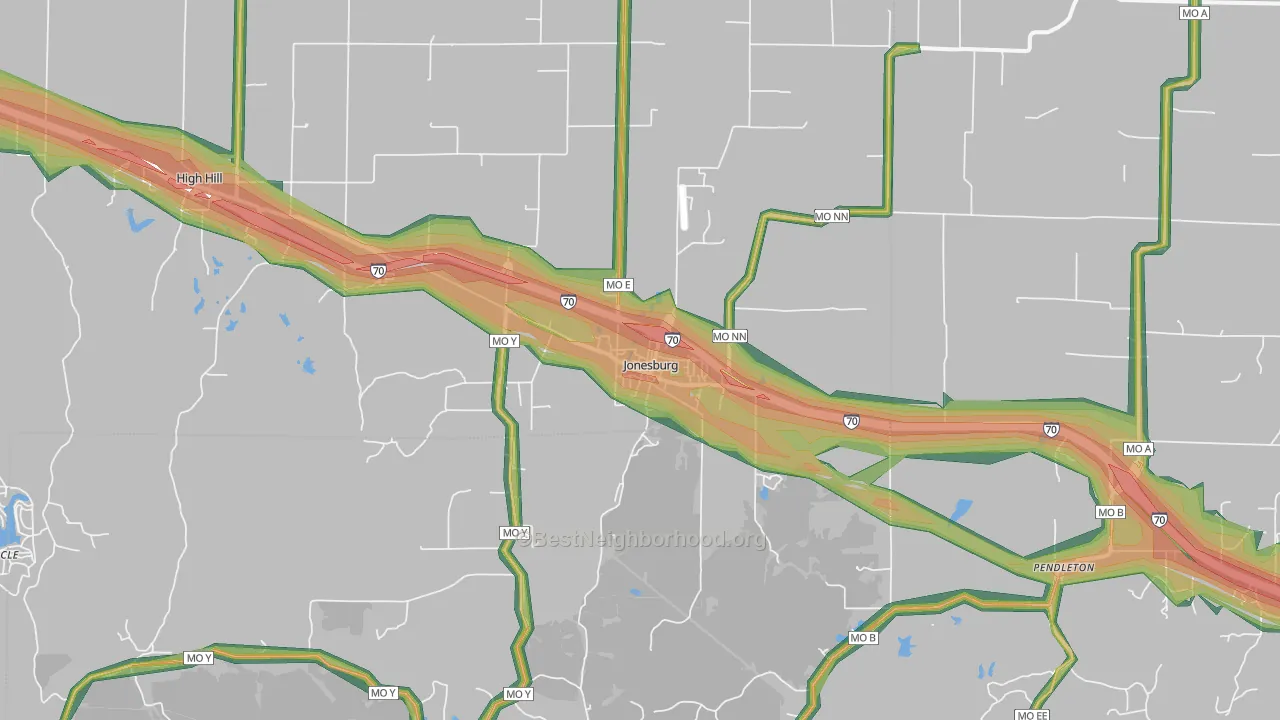 Jonesburg, MO Map of Noise Levels in Jonesburg