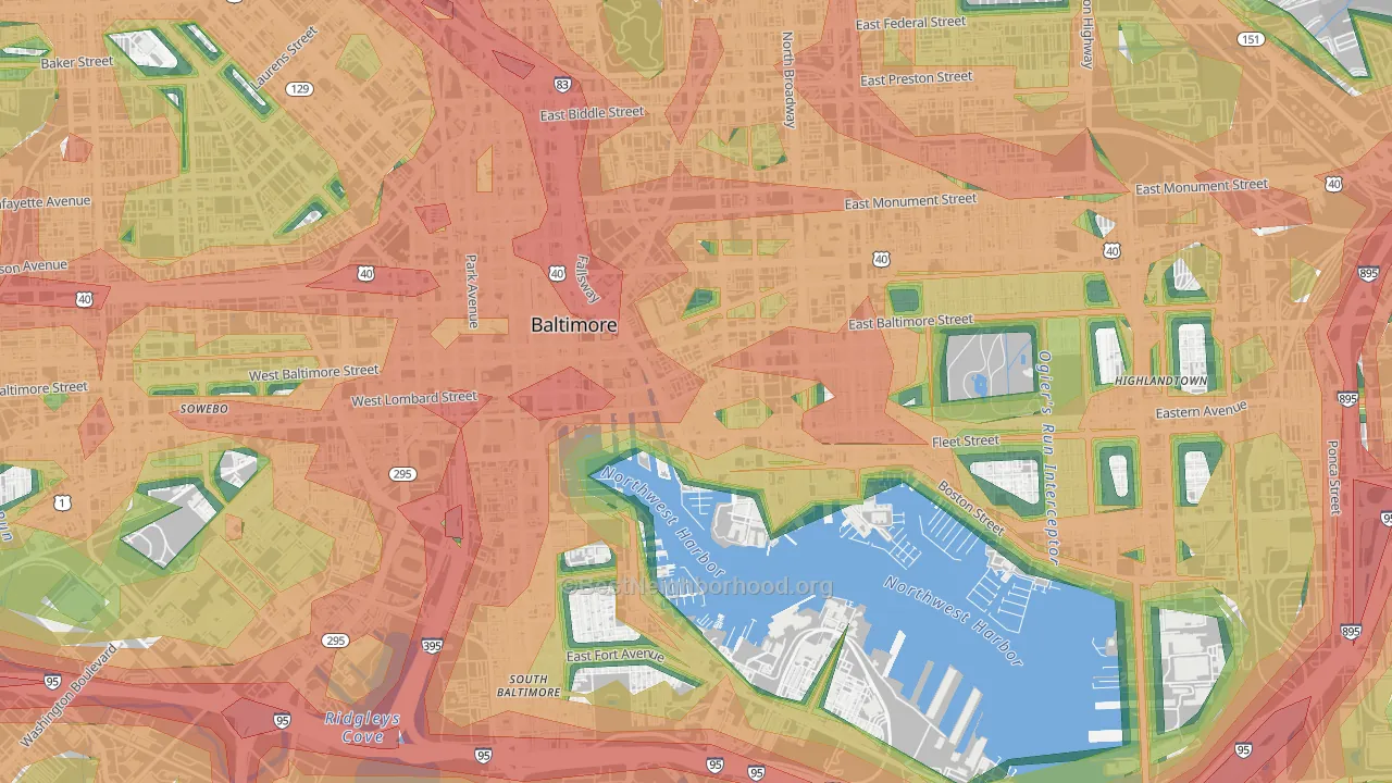Jonestown, Baltimore, MD Map of Noise Levels in Jonestown