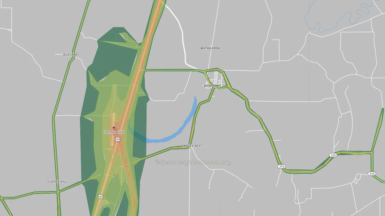 Jonestown, MS Map of Noise Levels in Jonestown