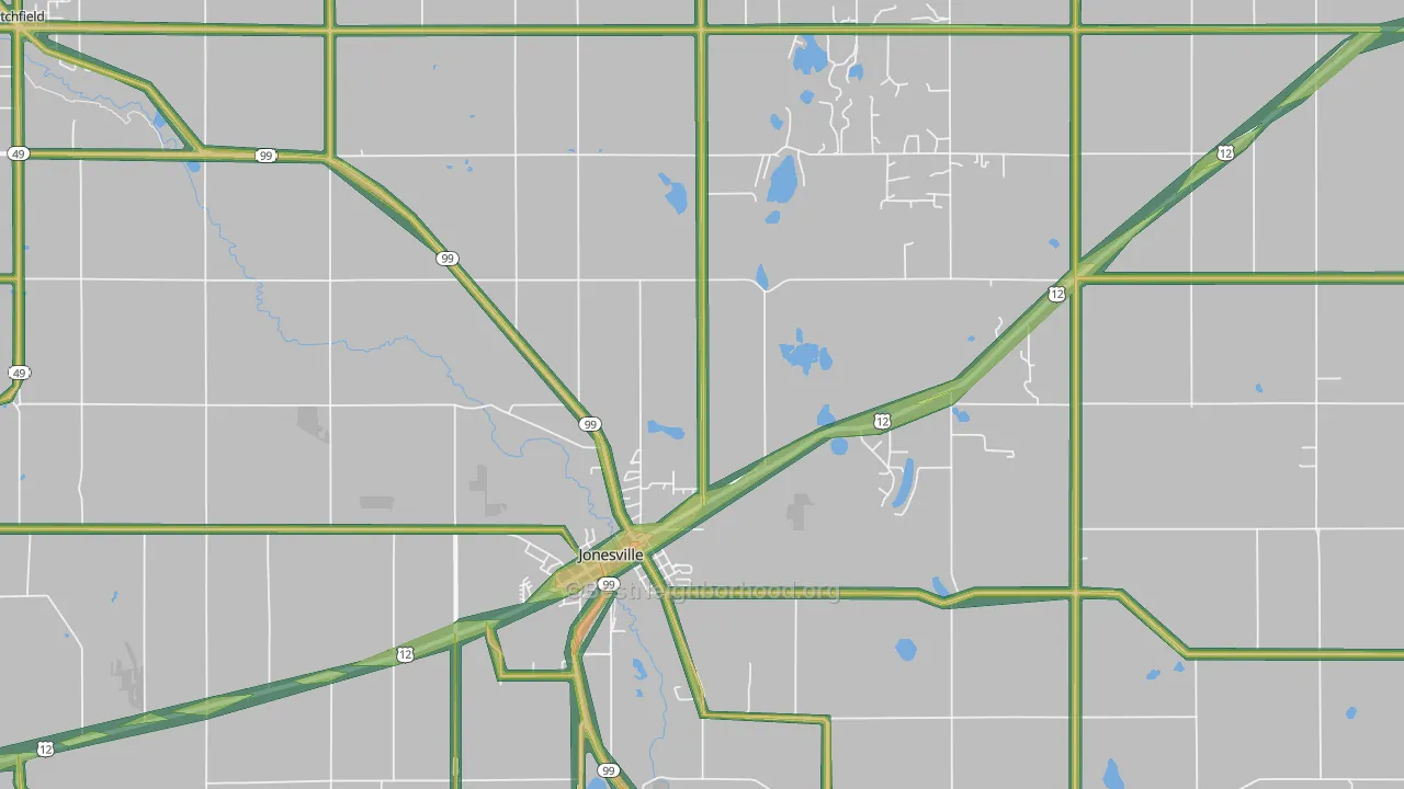 Jonesville, MI Map of Noise Levels in Jonesville