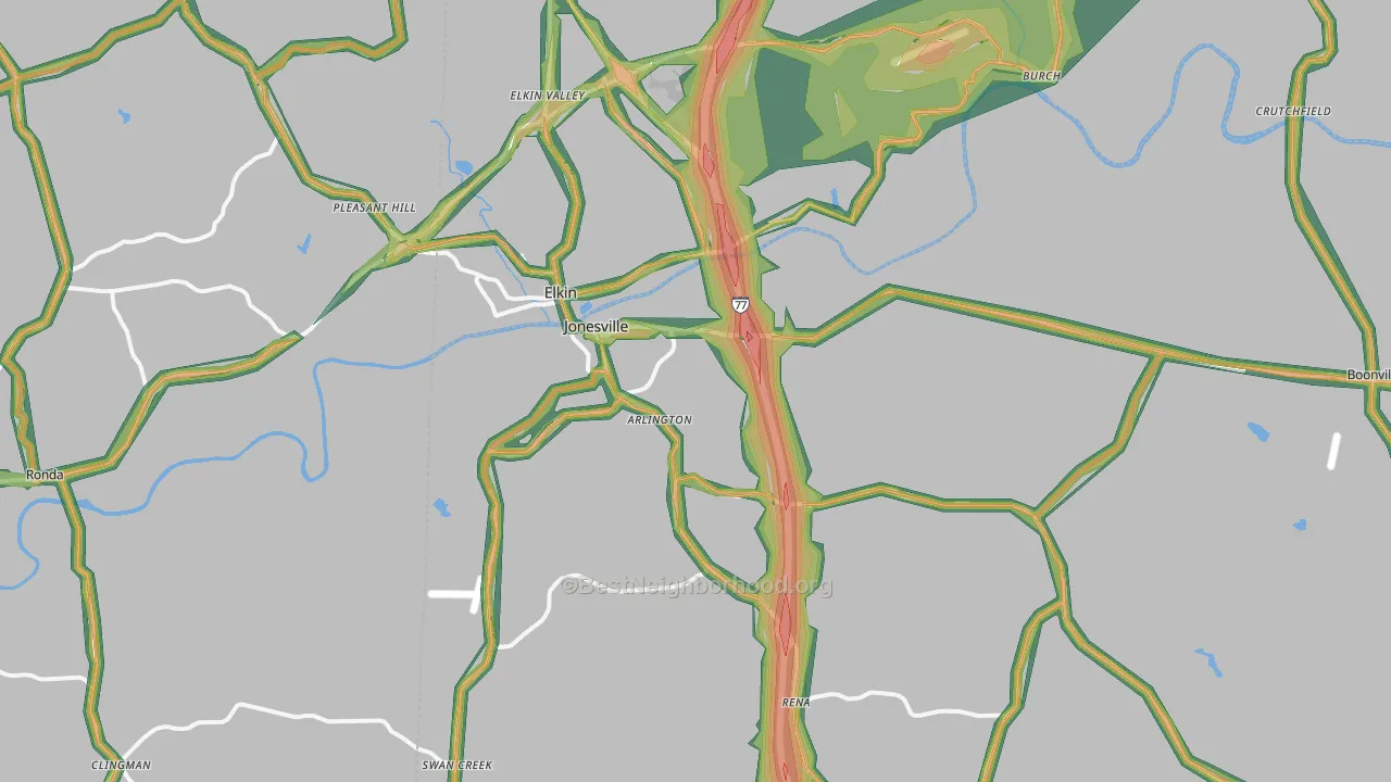 Jonesville, NC Map of Noise Levels in Jonesville