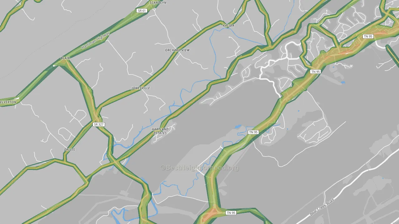 Jonesville, TN Map of Noise Levels in Jonesville