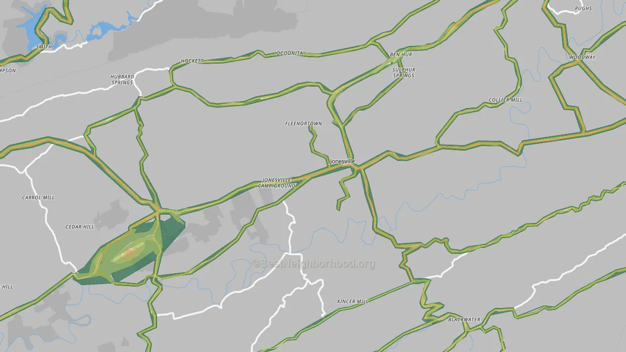 Jonesville, VA Map of Noise Levels in Jonesville