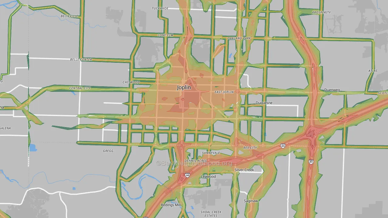 Joplin, MO Map of Noise Levels in Joplin