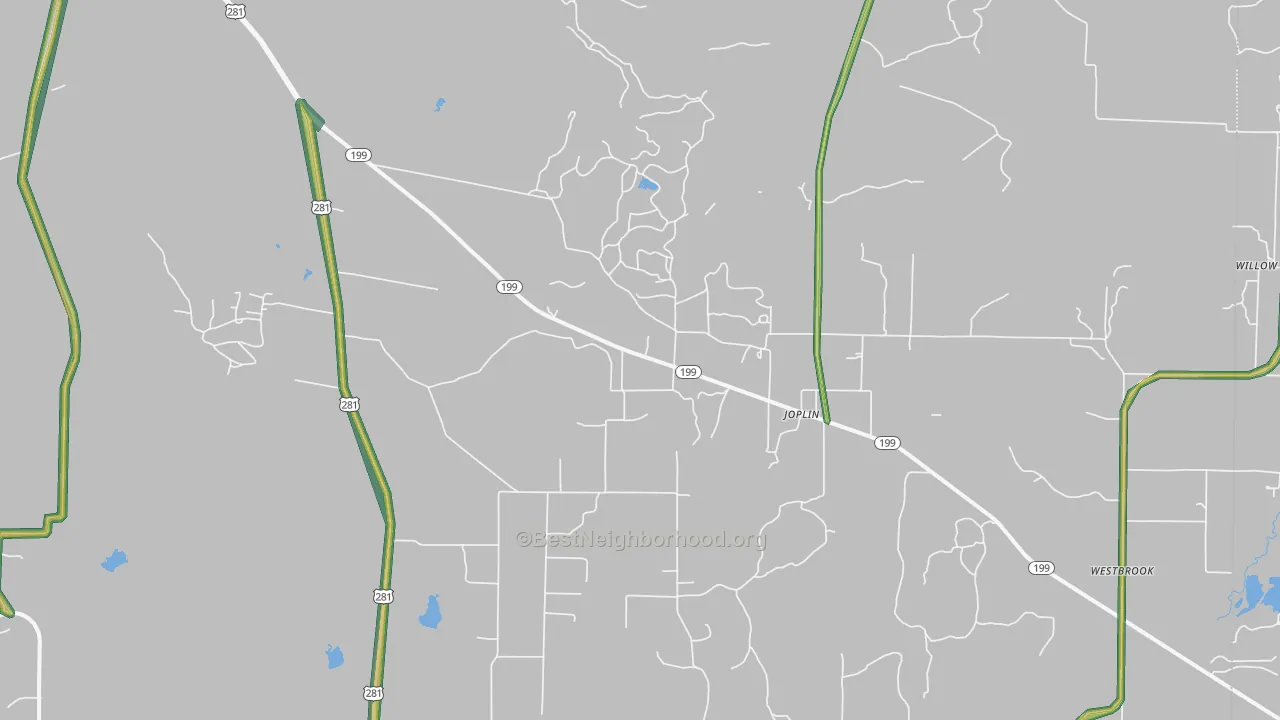 Joplin, TX Map of Noise Levels in Joplin
