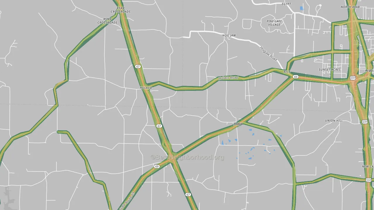 Joppa, AL Map of Noise Levels in Joppa