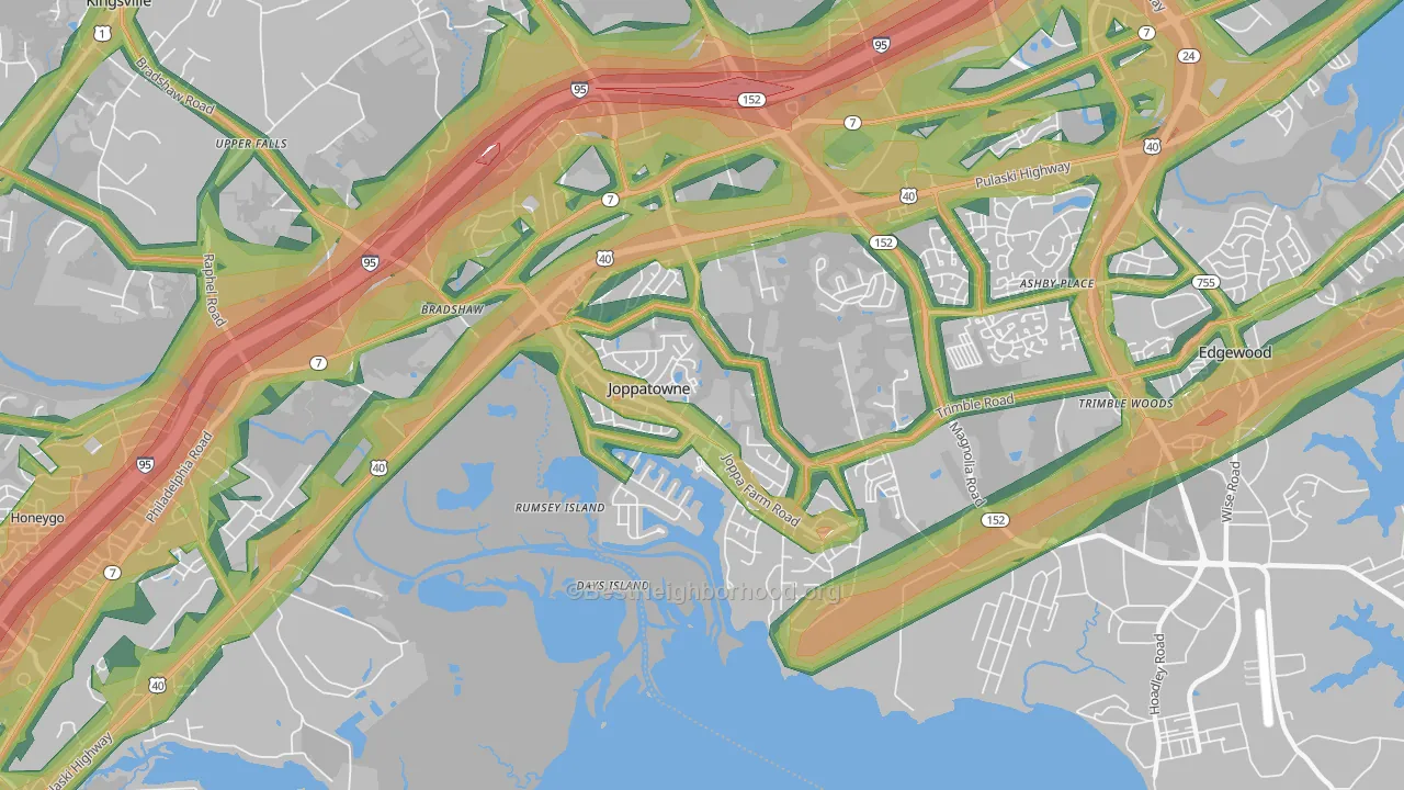 Joppatowne, MD Map of Noise Levels in Joppatowne